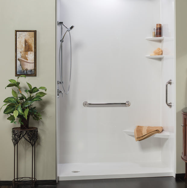 Shower with white smooth Acrylic walls including taps - Base package - INSTALLED PRICE