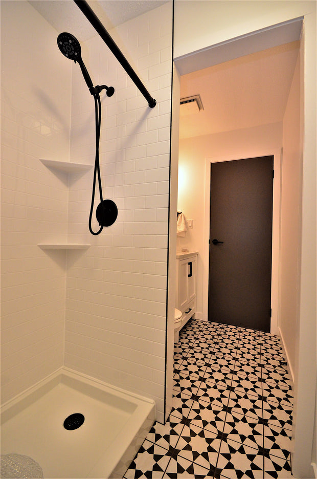 Shower with subway tile pattern acrylic walls including taps - INSTALLED PRICE