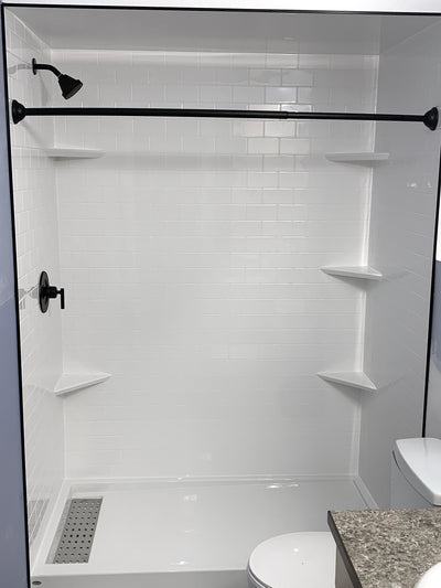 Shower with subway tile pattern acrylic walls including taps - INSTALLED PRICE